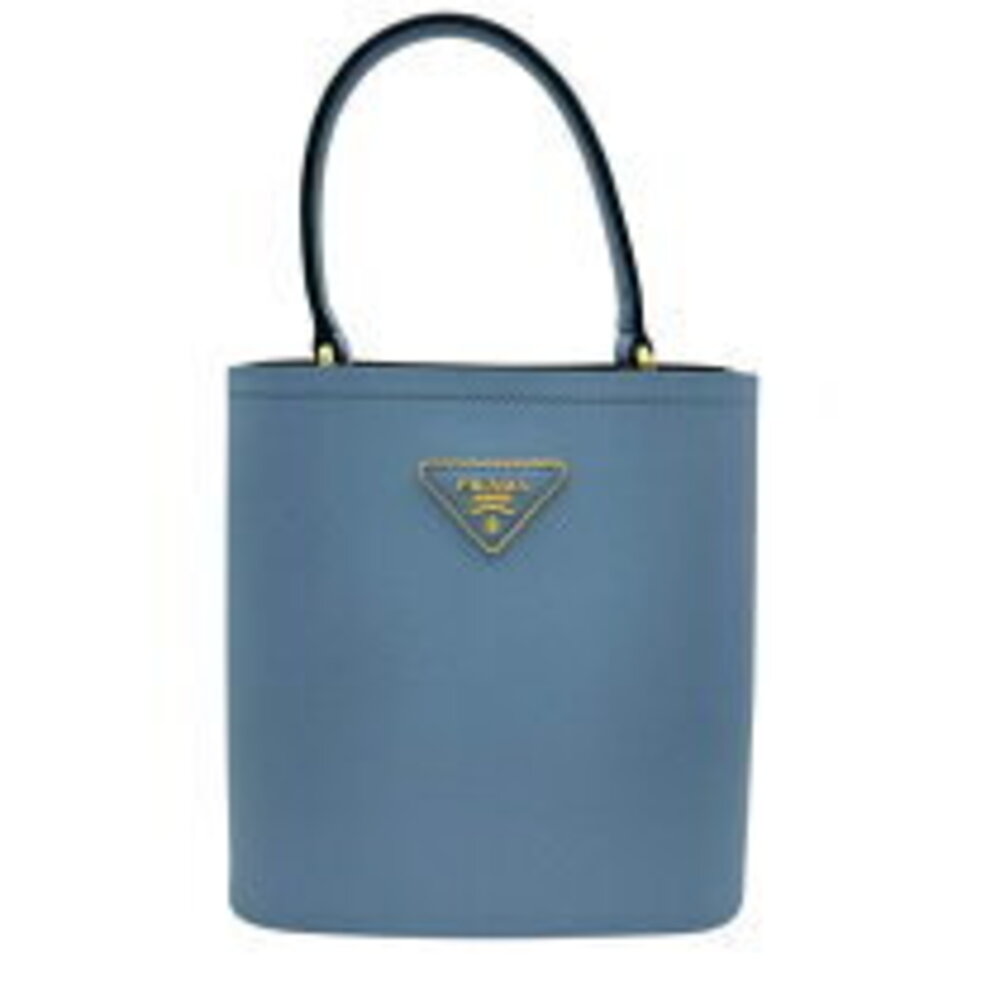 Prada Panier Bag Blue Shoulder Saffiano Hardware Leather